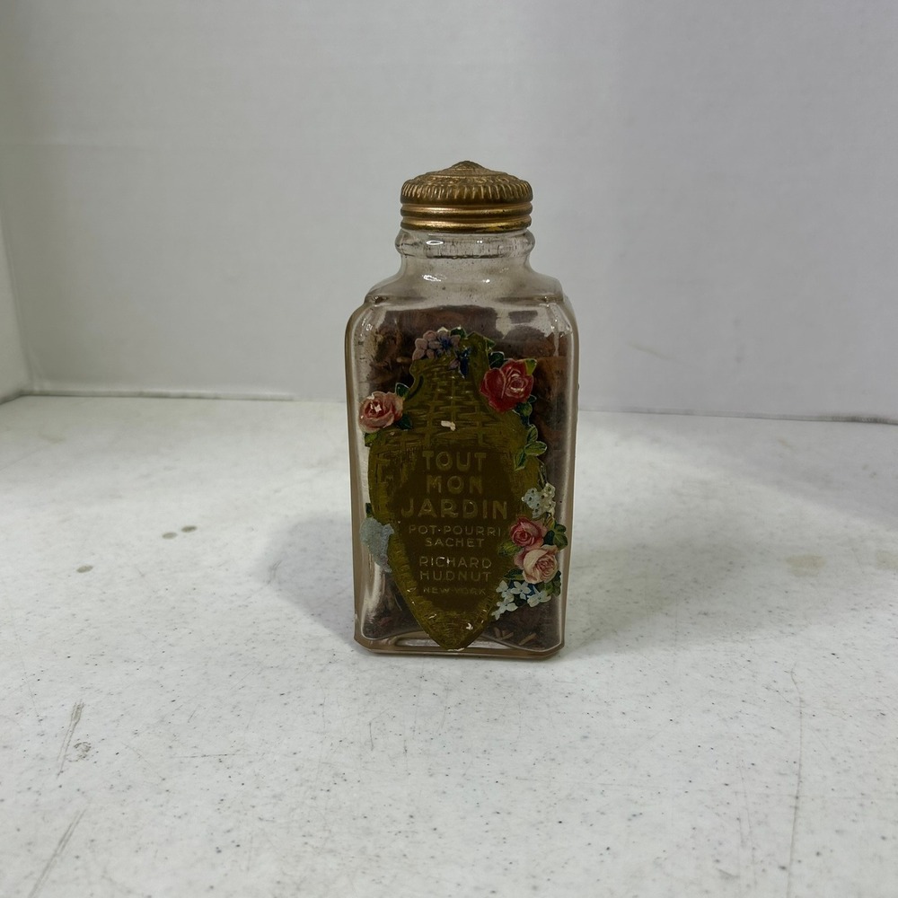 Vintage Richard Hudnut Tout Mon Jardin Potpourri Sachet Glass Bottle Floral